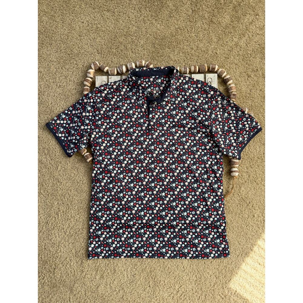 Swannies Golf Polo Mens Navy Floral Print Performance Shirt